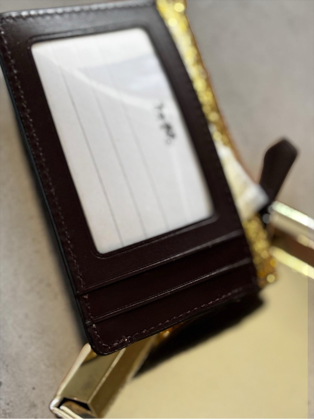 COACH Mini ID Skinny Case in Gold Glitter (NWOT) - Picture 3 of 5